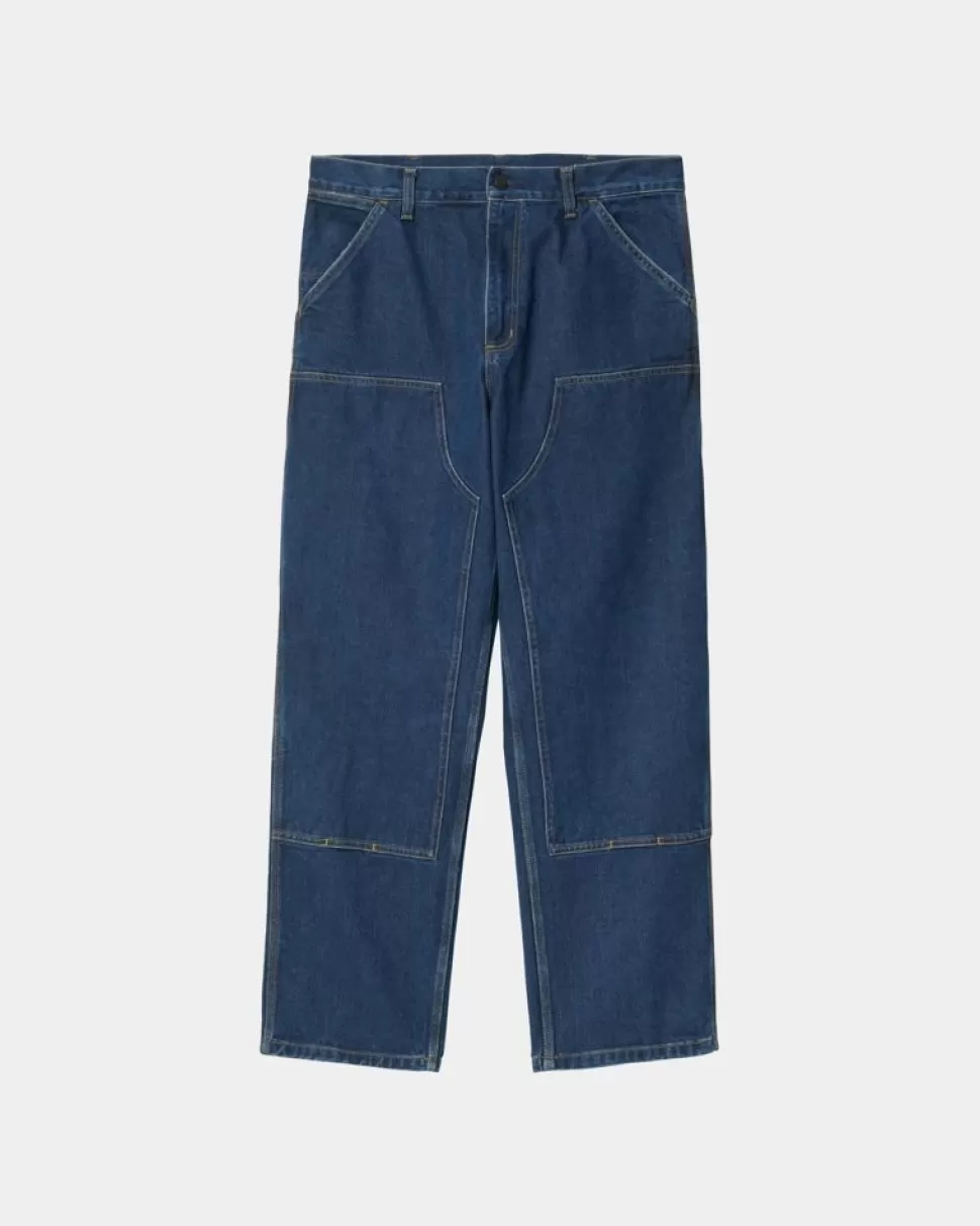 Carhartt WIP Dobbelt Knaebukser - Denim | Bla (Stenvasket) Clearance