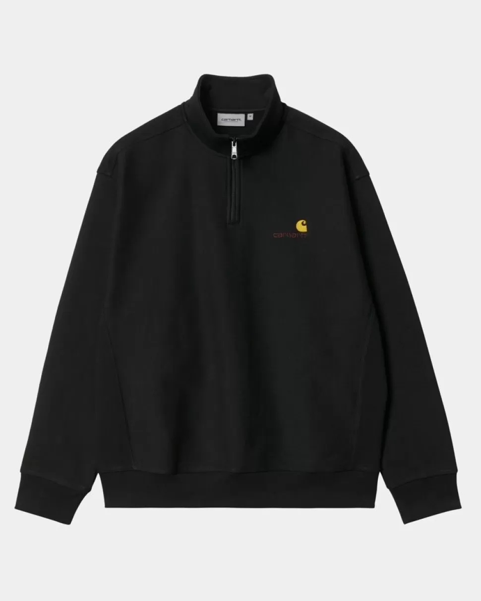 Carhartt WIP Half Zip American Script Sweatshirt | Sort Online