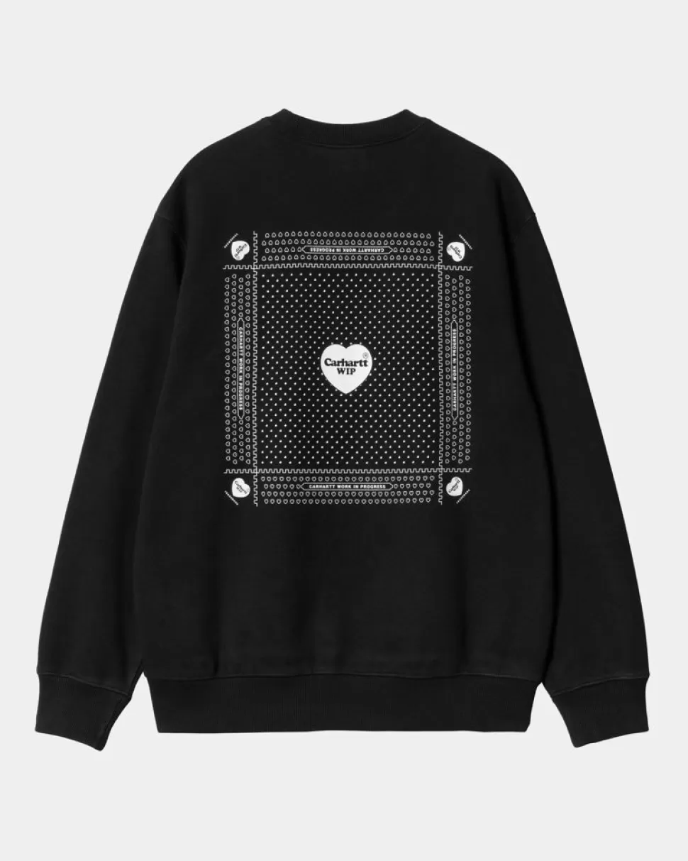 Carhartt WIP Hjerte Bandana Sweatshirt | Sort Hvid Best Sale