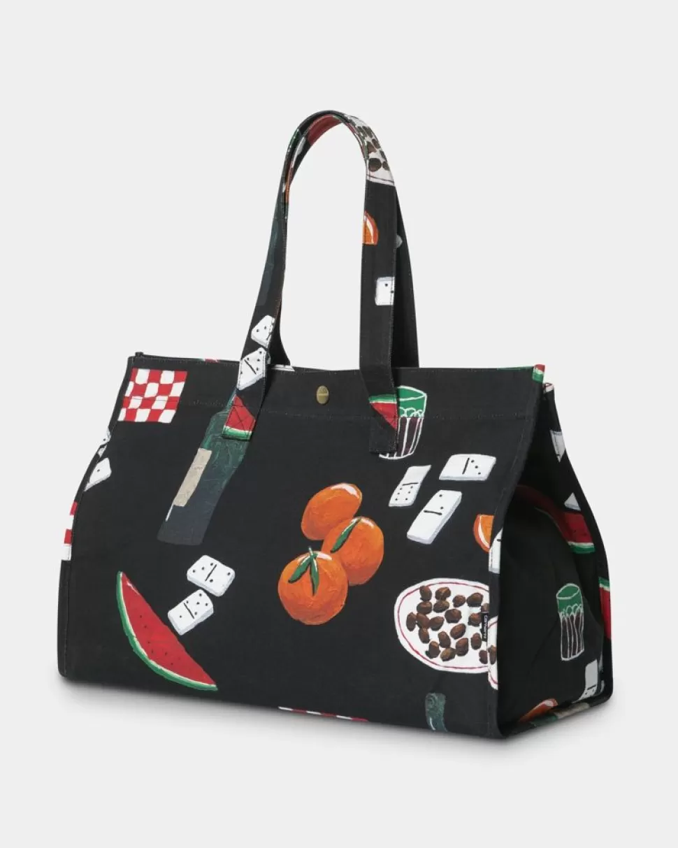 Carhartt WIP Kanvas Grafisk Strandtaske | Sort Isis Maria Middagstryk New