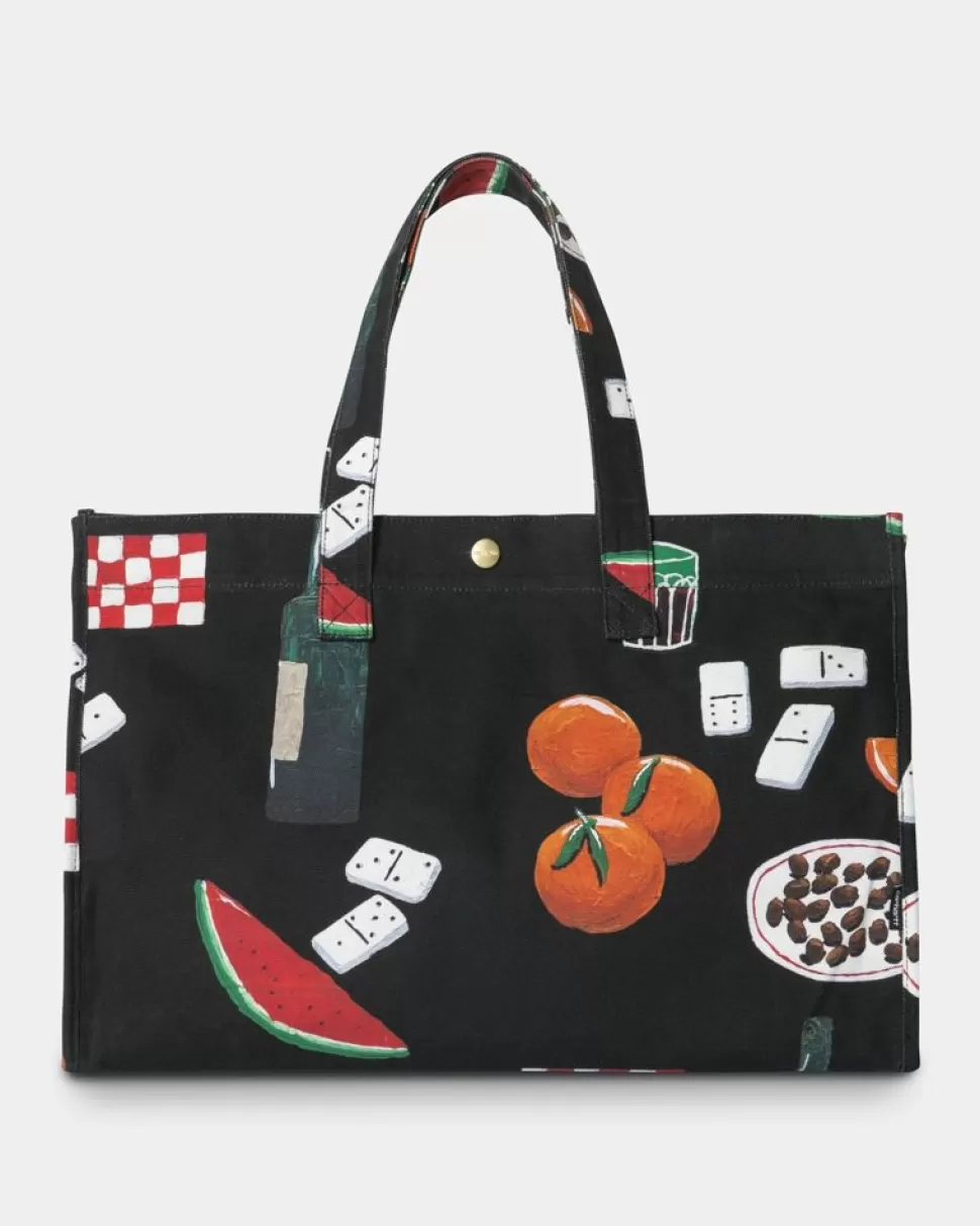 Carhartt WIP Kanvas Grafisk Strandtaske | Sort Isis Maria Middagstryk New