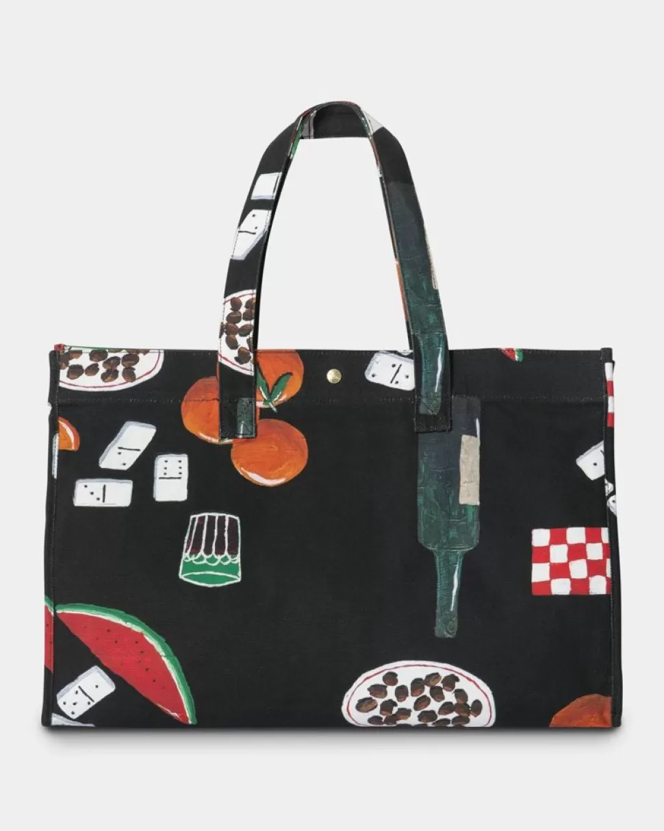 Carhartt WIP Kanvas Grafisk Strandtaske | Sort Isis Maria Middagstryk New