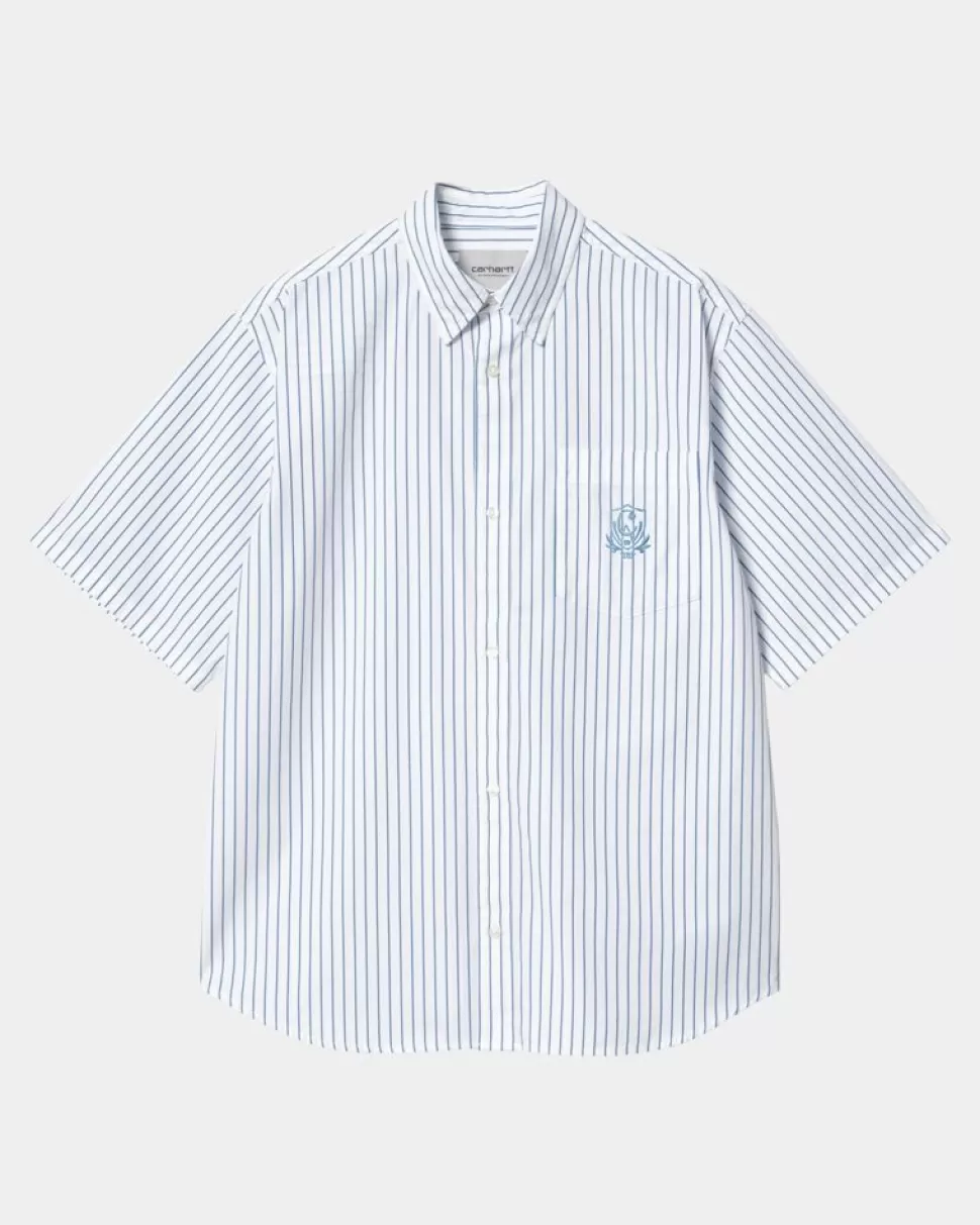 Carhartt WIP Linus Stripe Kortaermet Skjorte | Blege Flash Sale