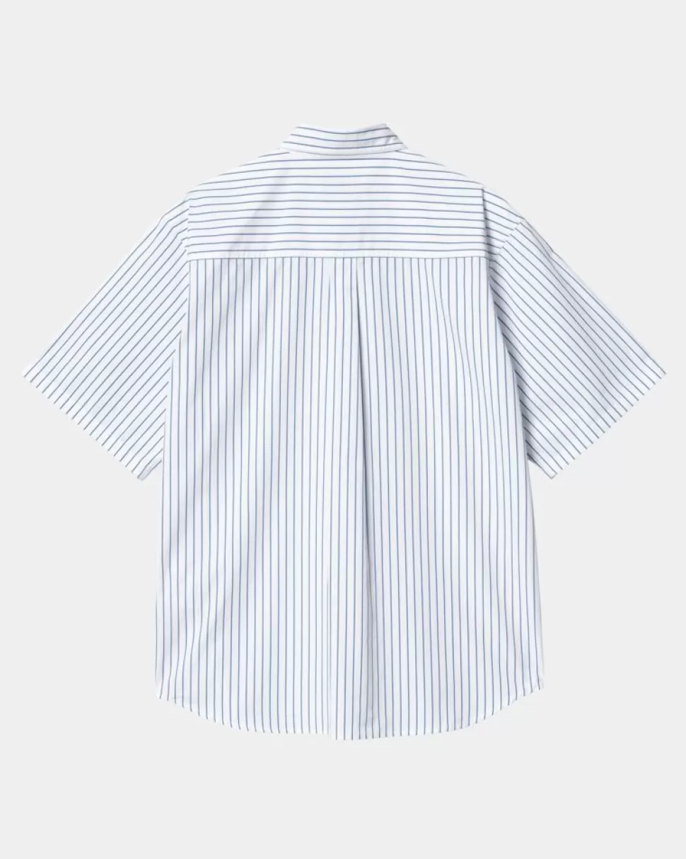 Carhartt WIP Linus Stripe Kortaermet Skjorte | Blege Flash Sale