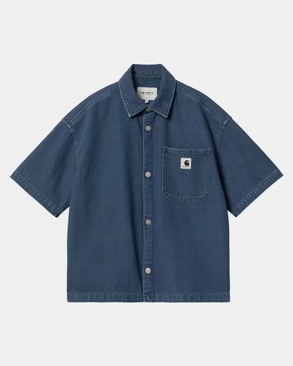 Carhartt WIP Lovilia Skjorte | Bla (Heavy Stone Vask) Flash Sale