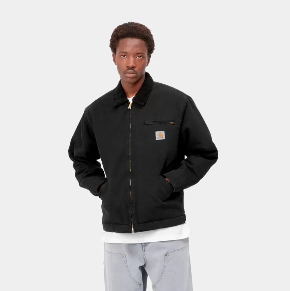 Carhartt WIP Og Detroit Jacket (Vinter) | Sort (Aeldet Laerred) Best Sale