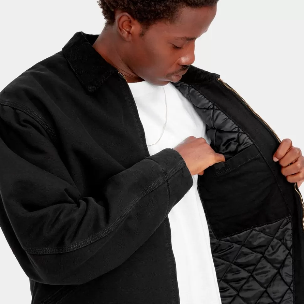 Carhartt WIP Og Detroit Jacket (Vinter) | Sort (Aeldet Laerred) Best Sale