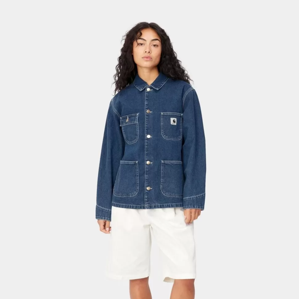 Carhartt WIP Og Michigan Frakke Til Kvinder (Forar) - Denim | Bla (Stenvasket) Store