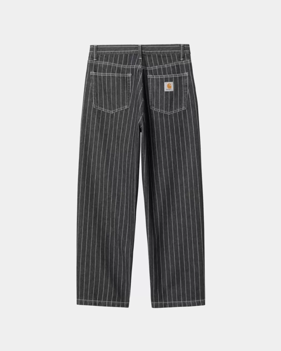 Carhartt WIP Orlean Stripe Bukser | Sort/Hvid (Stenvasket) Clearance