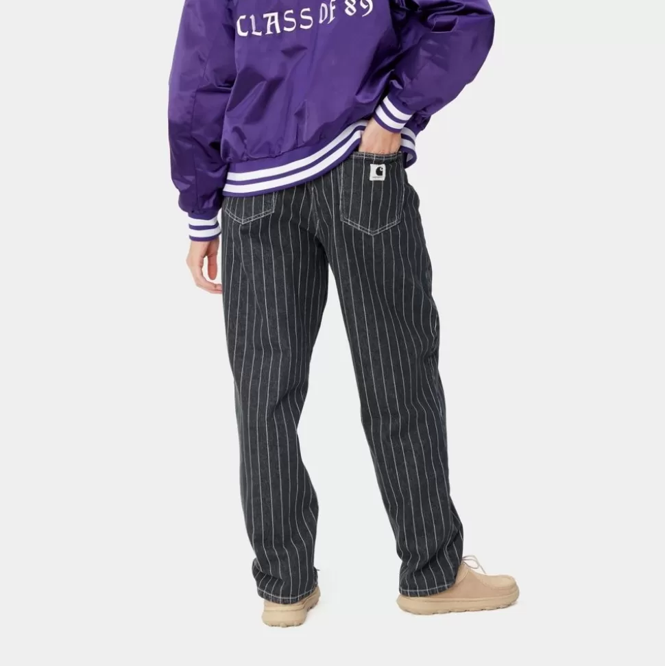 Carhartt WIP Orlean Stripe Bukser Til Kvinder | Sort/Hvid (Stenvasket) Best