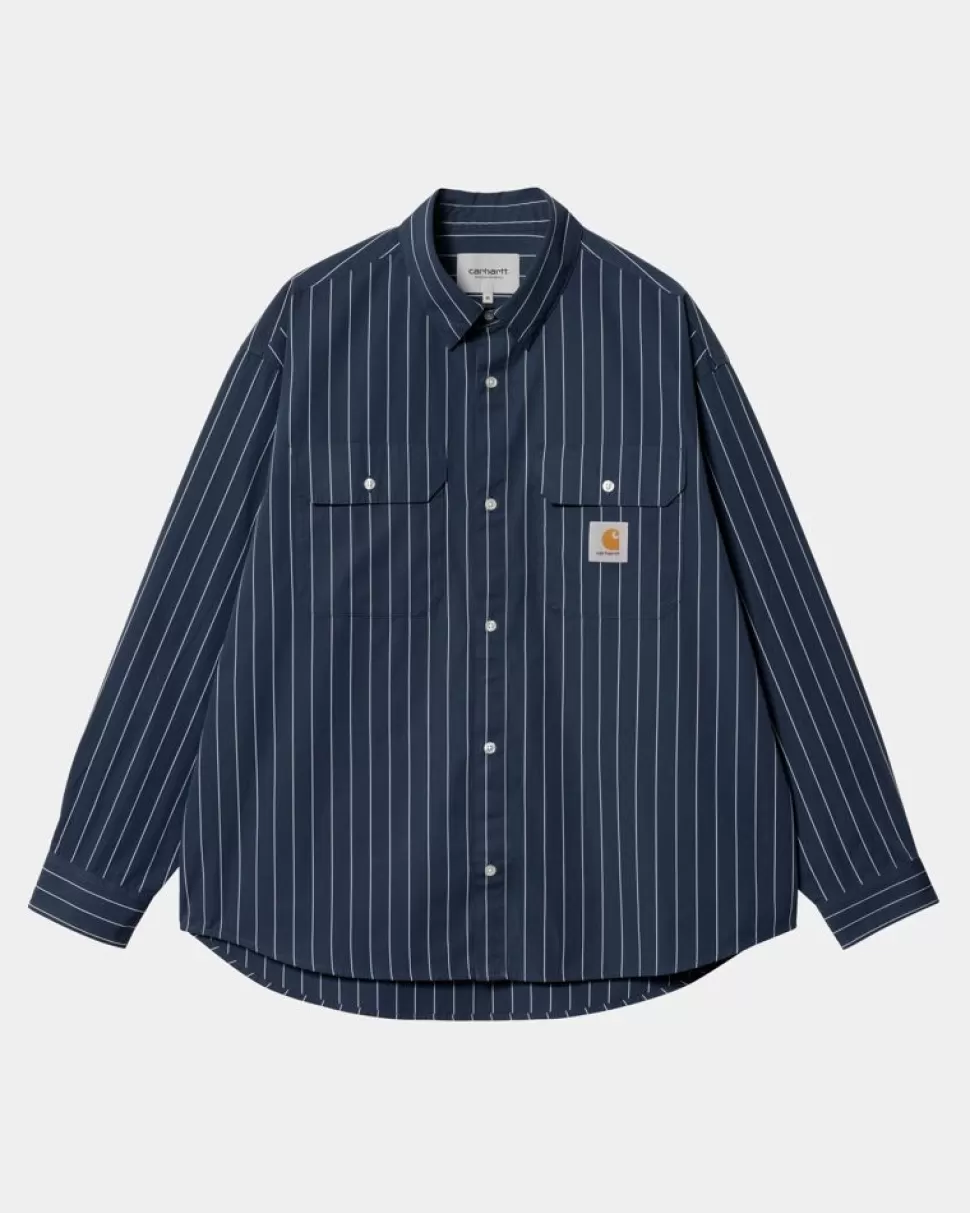 Carhartt WIP Orlean Stripe Skjorte | Bla / Hvid Sale