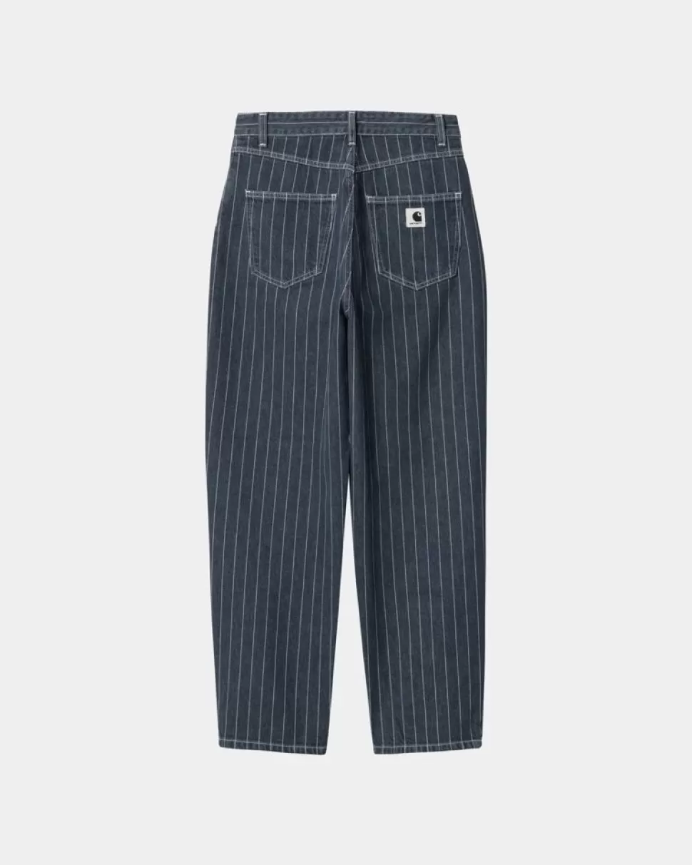 Carhartt WIP Orlean Stripe-Bukser Til Kvinder | Bla/Hvid (Stenvasket) New