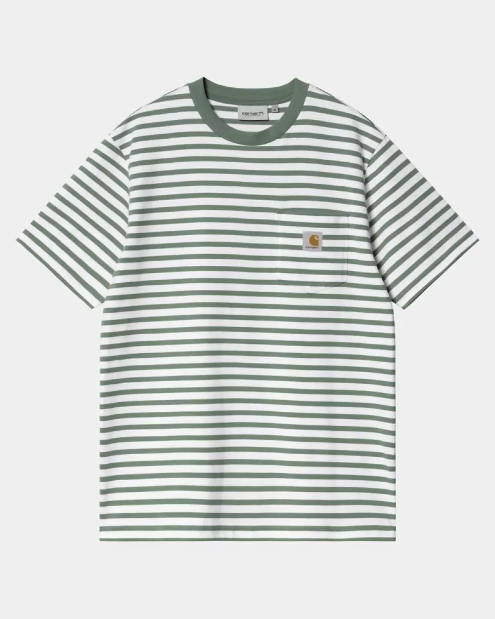 Carhartt WIP Seidler Stripe Pocket T-Shirt | Park / Hvid Fashion