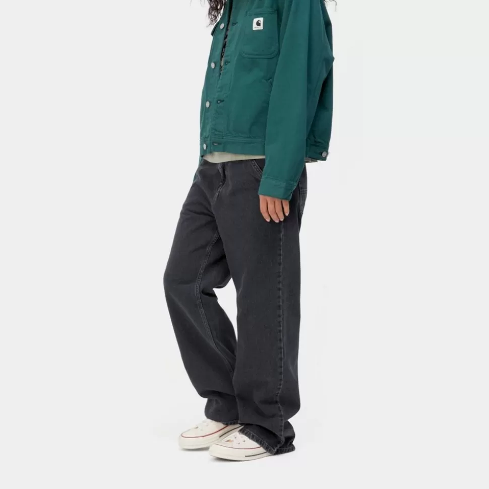 Carhartt WIP Simple Bukser Til Kvinder - Denim | Sort (Heavy Stone Vask) Best Sale