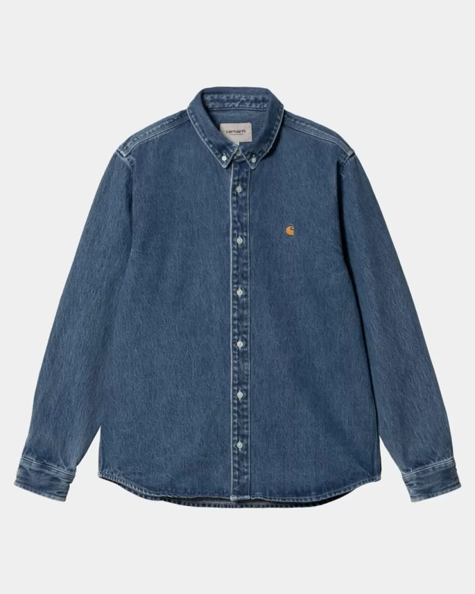 Carhartt WIP Weldon Skjorte | Bla (Heavy Stone Vask) Best