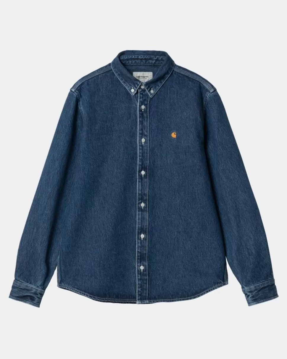 Carhartt WIP Weldon Skjorte | Bla (Stenvasket) Sale